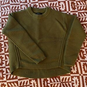 Banana Republic Factory Textured Stitch Pullover Sweater - Dark Palm Green